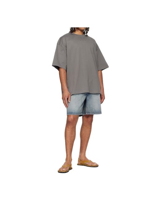 Wooyoungmi Blue Pleated Denim Shorts for men