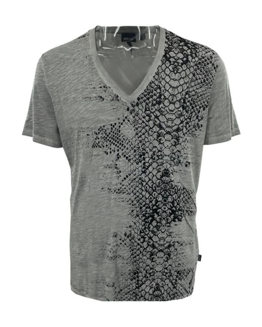 Just Cavalli Gray V-Neck Short-Sleeved T-Shirt for men