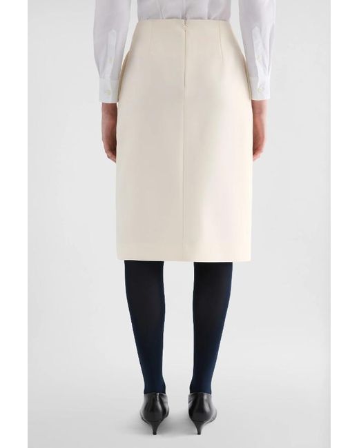 Jil Sander White Wool Sablé Pleated Skirt
