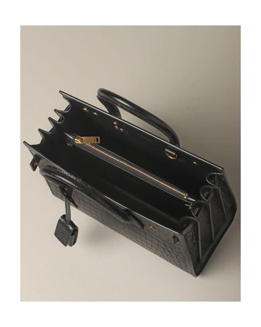Saint Laurent Black Structured Tote Bag