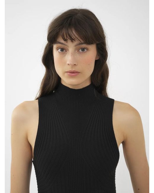 Chloé Black Small High-Neck Mini Wool Dress