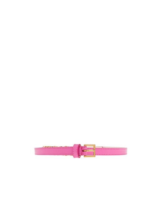 Versace Pink Logo-Lettering Buckle Belt