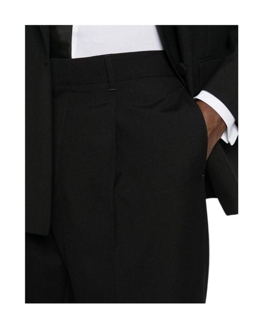 Lardini Black Pleated Wide-Leg Trousers for men