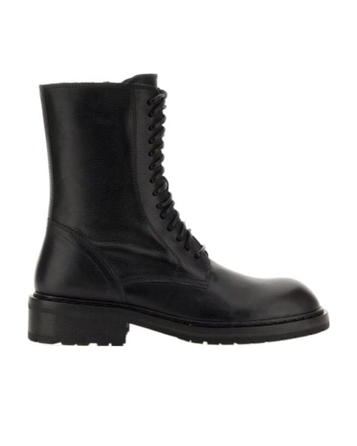Ann Demeulemeester Black Lace-Up Boots