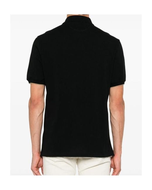 Brunello Cucinelli Black Logo Embroidered Short Sleeved Polo Shirt for men