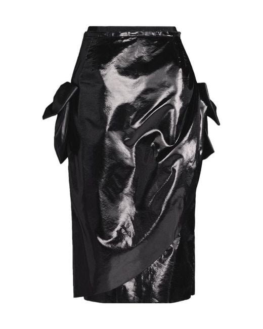 Maison Margiela Black High Waist Asymmetric Midi Skirt