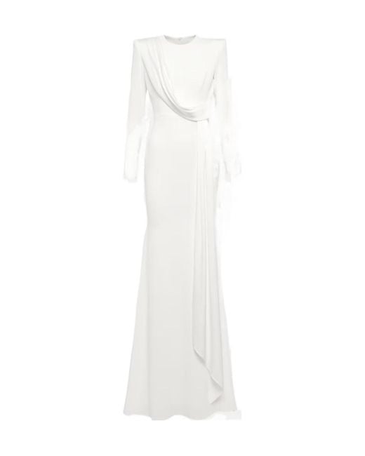 Alex Perry White Maxwell Satin Crepe Wedding Dress