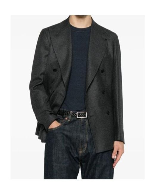 Tagliatore Black Double-Breasted Suit Jacket for men