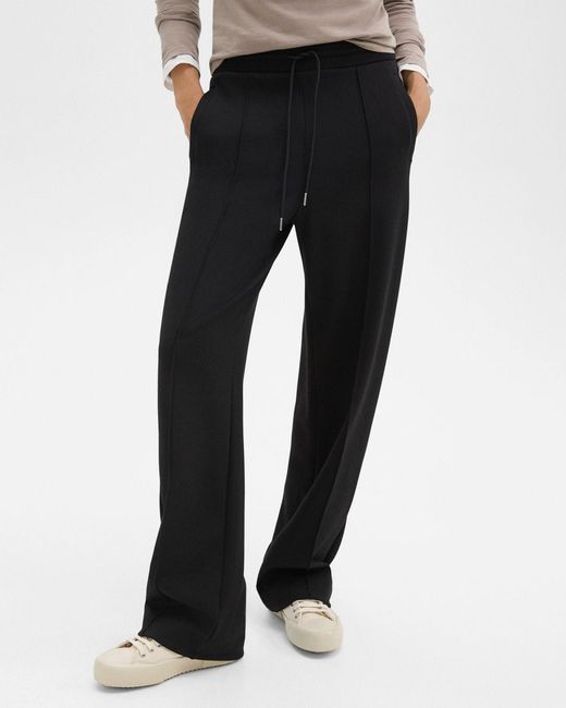 Theory Black High Waist Drawstring Track Pants