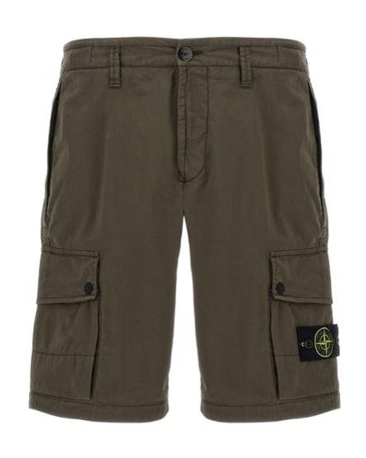 Stone Island Green Compass Patch Bermuda Shorts for men