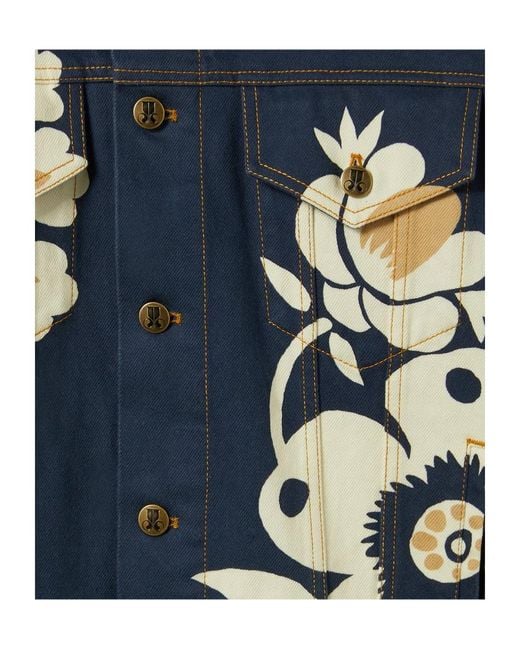 LaDoubleJ Blue Floral-Print Denim Jacket