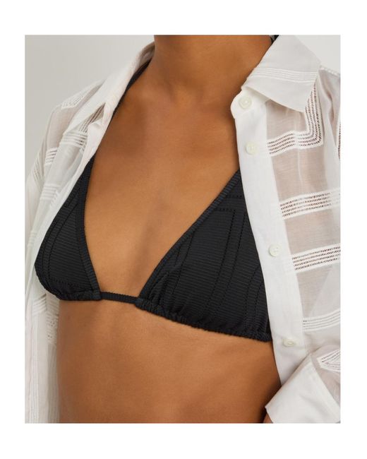 Totême Black Monogram Pointelle Bikini Top