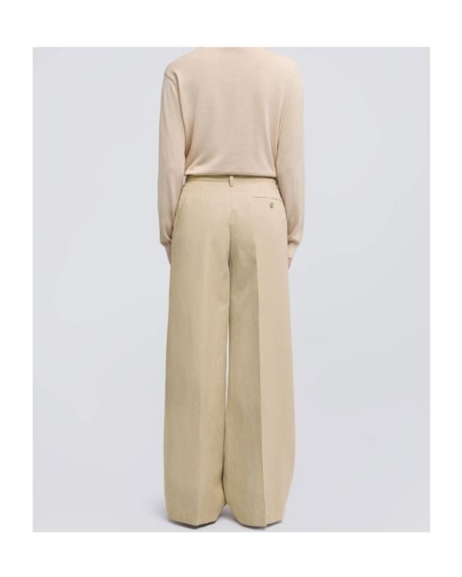 Aspesi Natural High-Waisted Wide-Leg Casual Pants