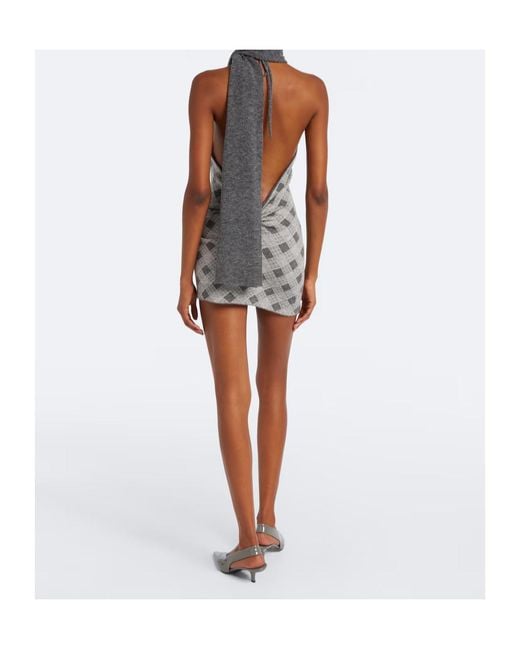 AYA MUSE Gray Axis Wool-Blend Minidress