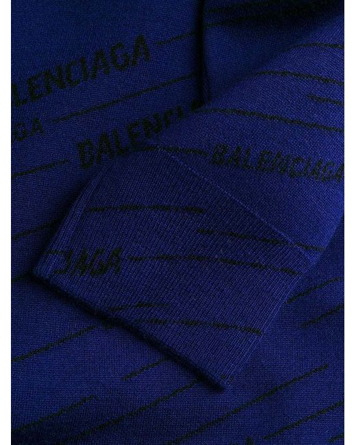Balenciaga Blue Diagonal Logo Sweater for men