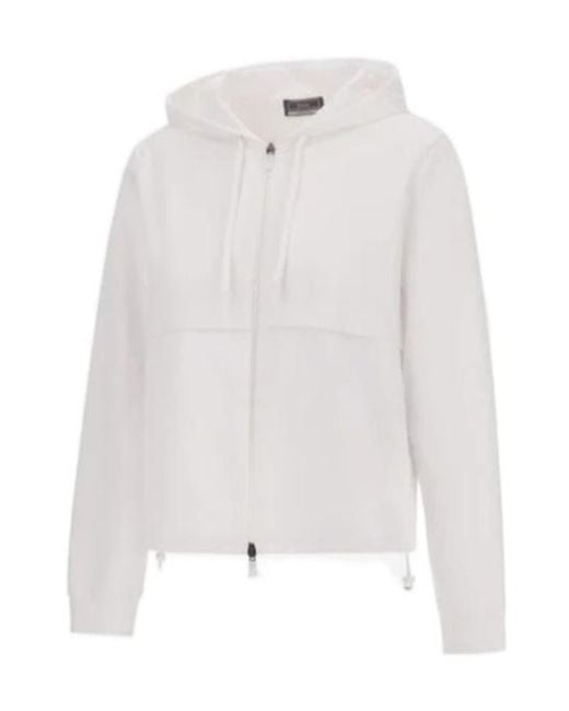 Herno White Zip-Up Windbreaker Hoodies