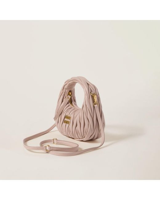 Miu Miu Pink Wander Matelassé Nappa Leather Hobo Mini-Bag