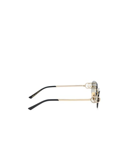Gucci White Rectangular-Frame Sunglasses
