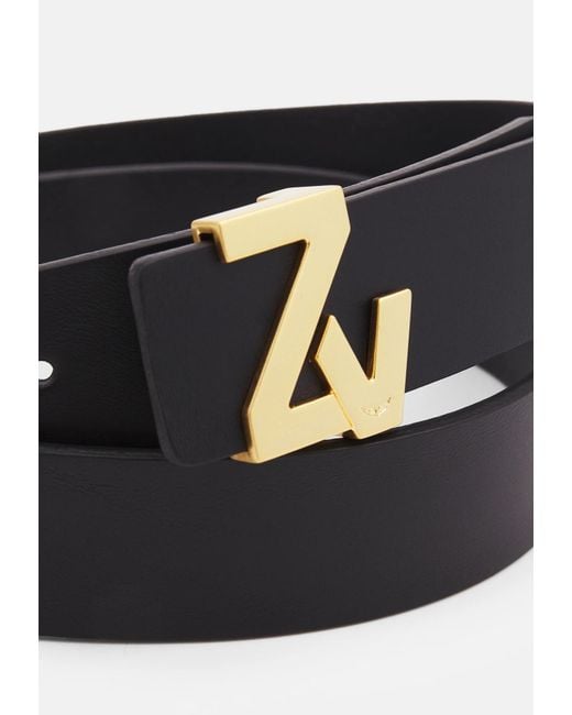 Zadig & Voltaire White Logo-Plaque Leather Belt