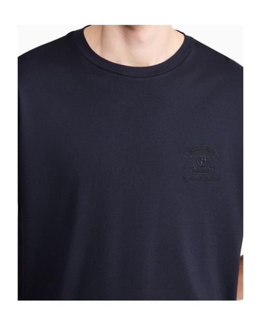 Giorgio Armani Blue Short-Sleeved Crewneck T-Shirt for men