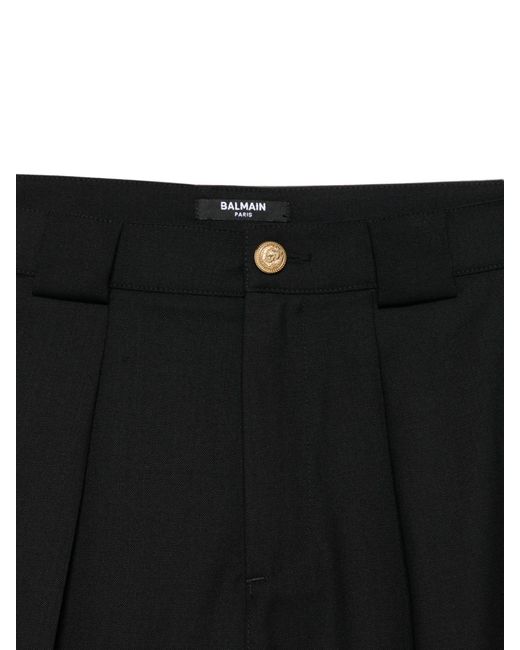 Balmain Black Pleated-Front Trousers