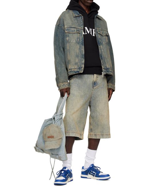 Amiri Blue Logo Printed Hoodie for men