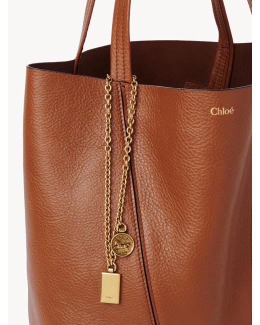 Chloé Brown Chloé Spin Charm Detailed Tote Bag