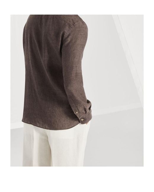 Brunello Cucinelli Brown Long Sleeved Buttoned Shirt for men