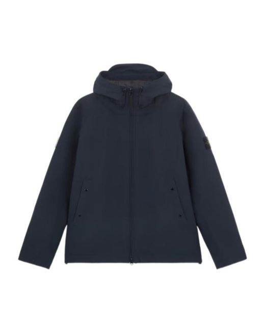 Stone Island Blue Zip-Up Hooded Jacket for men