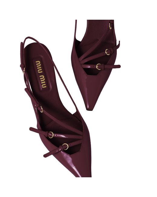 Miu Miu Purple Pointed Toe Slingback Pumps