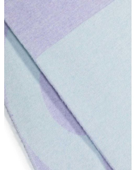 A.P.C. Blue Logo Detailed Fringed Scarf for men