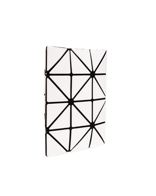 Issey Miyake White High-Shine Geometric-Design Cardholder for men