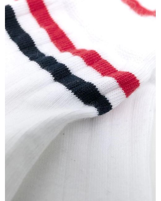 Thom Browne White Striped Rib-Knit Socks for men