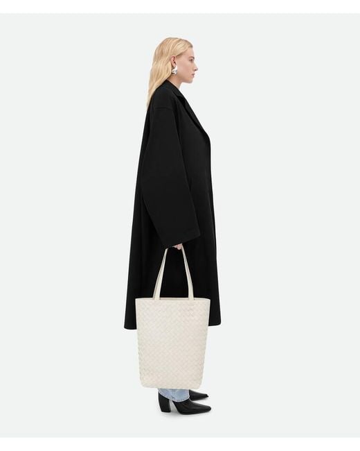 Bottega Veneta White Small Intrecciato North-South Tote