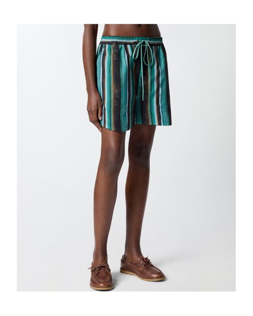 Pinko Green Striped Drawstring Shorts
