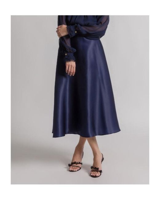 Alberta Ferretti Blue Satin Organza Full Skirt