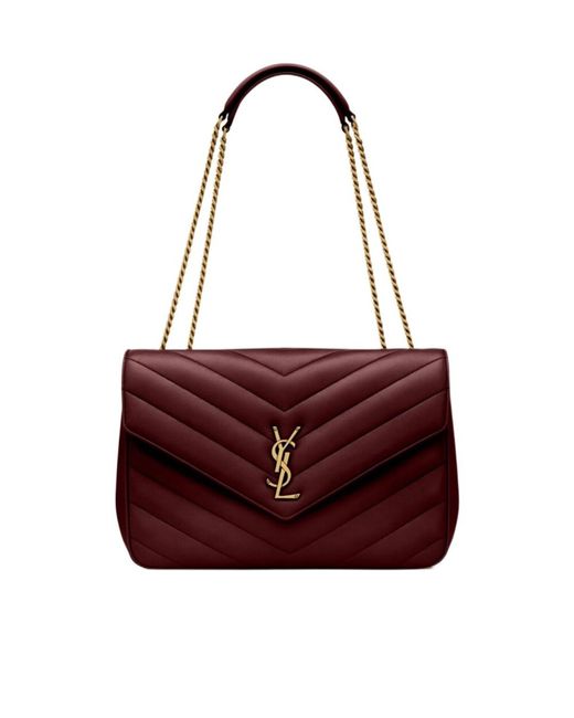 Saint Laurent Red Loulou Foldover Top Large Shoulder Bag