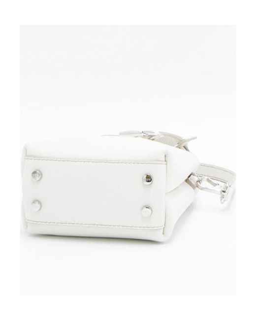 Tod's White T-Timeless Pendant Detailed Micro Tote Bag