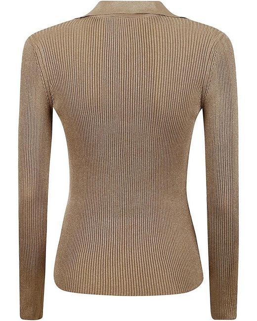 Max Mara Brown V-Neck Long-Sleeved Jumper