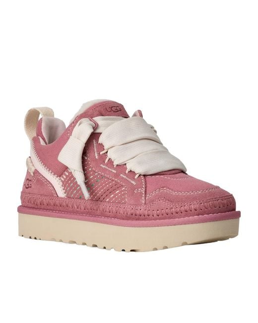 Ugg Pink Lowmel Meadow Lace-Up Sneakers