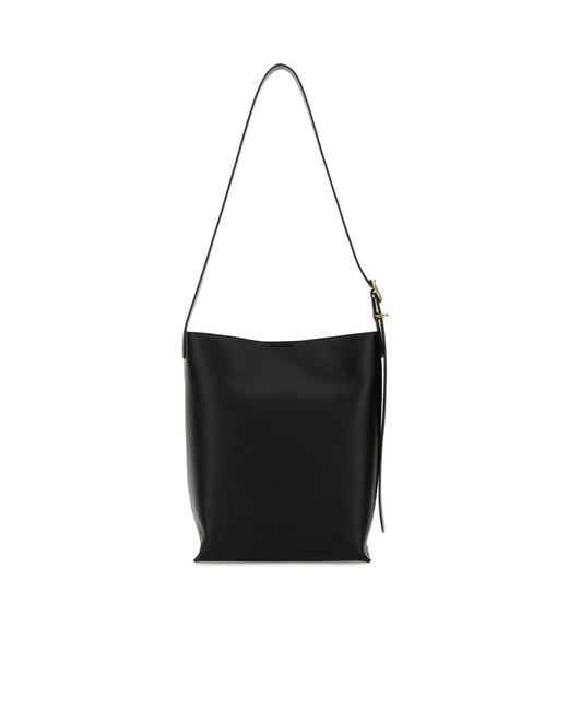 Jil Sander Black Cannolo Logo Stamped Small Shoulder Bag