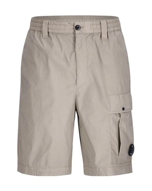 C P Company Gray Cargo Pocket Shorts for men