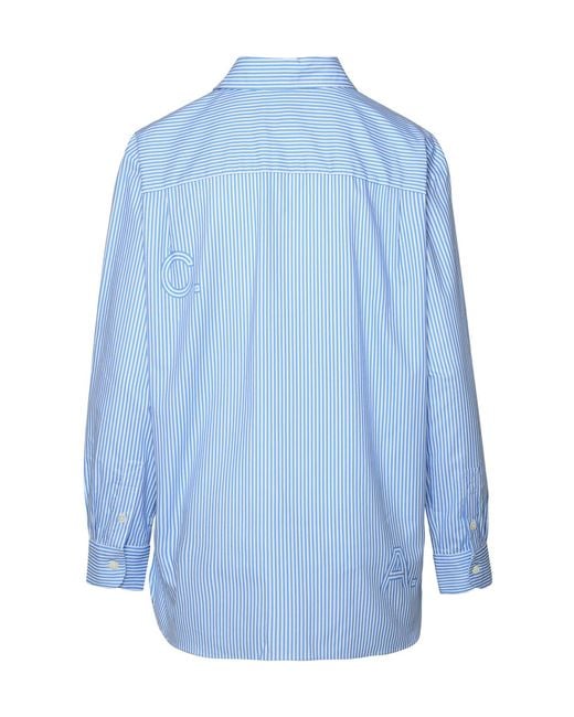 A.P.C. Blue Logo Printed Striped Buttoned Shirt