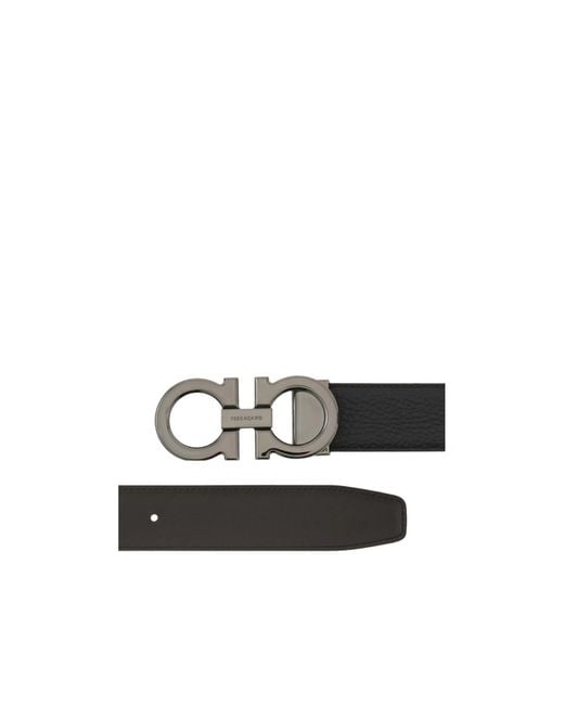 Ferragamo Black Ferragamo Reversible Belt Set for men