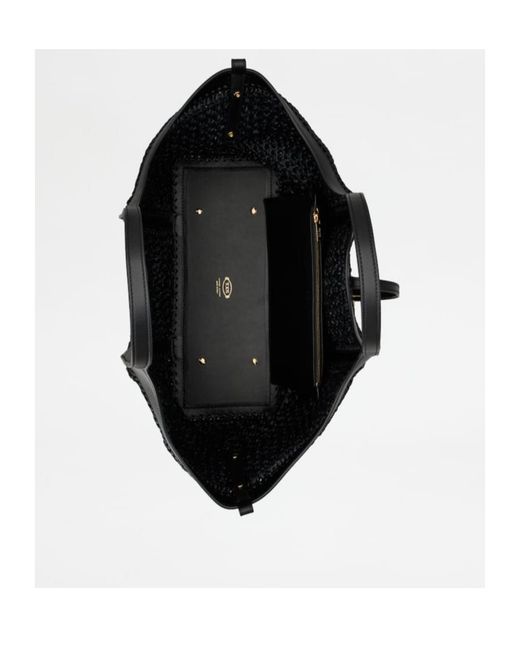 Tod's Black Timeless Woven Tote Bag