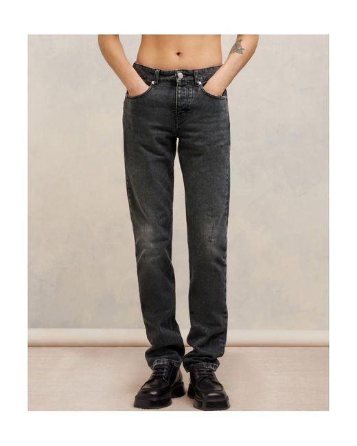 AMI Gray Logo-Patch Straight Leg Jeans for men