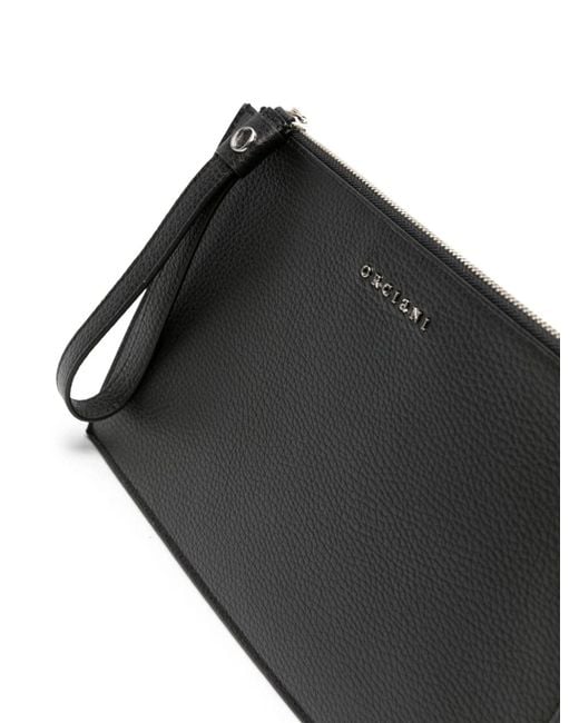 Orciani Black Logo-Lettering Leather Clutch for men