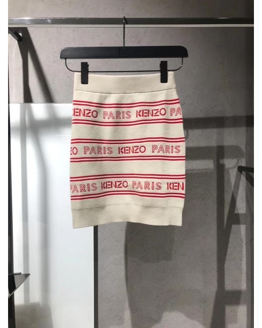 KENZO Red Paris Logo Motif Skirt