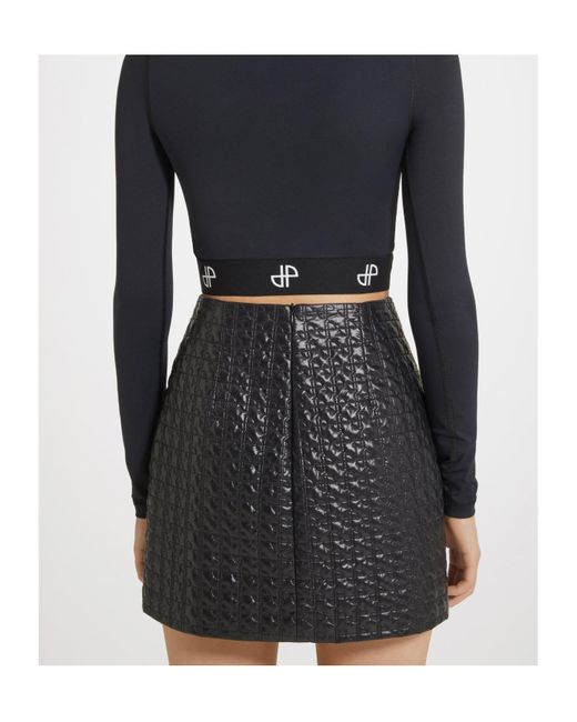 Patou Black High Waist Quilted Shell Mini Skirt
