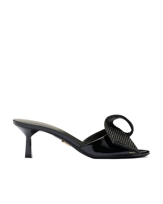 Prada Black Bow-Detailed Slip-On Sandals